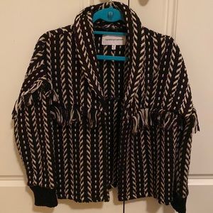 Cupcakes and cashmere woven fringe jacket